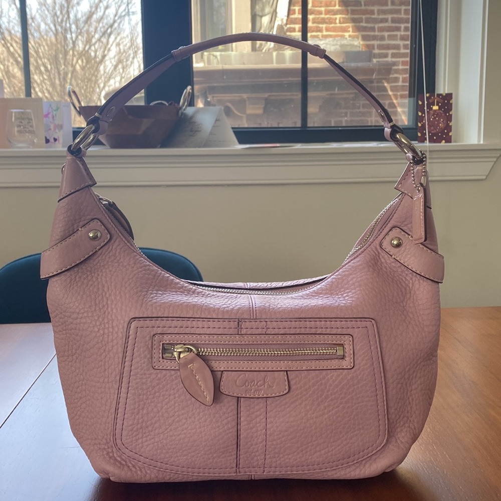 Vintage Authentic Coach Penelope Lilac Purple Pebbled Leather Large Hobo